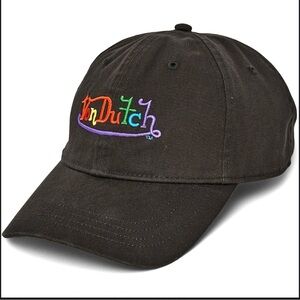 Black Von Dutch Rainbow Embroidered Logo Hat